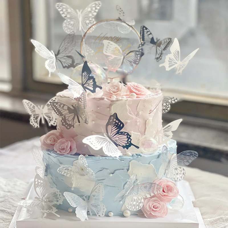 幻彩蝴蝶蛋糕装饰插件白色镂空摆件网红ins女神生日甜品烘焙插牌m,节庆用品/礼品,节日装扮用品,淘宝优惠券,粉丝福利购,淘宝优惠卷