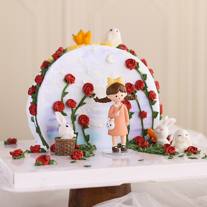 网红女孩生日蛋糕装饰小公主摆件