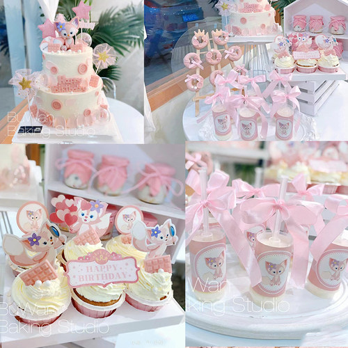 小狐狸甜品台蛋糕装饰品摆件女孩