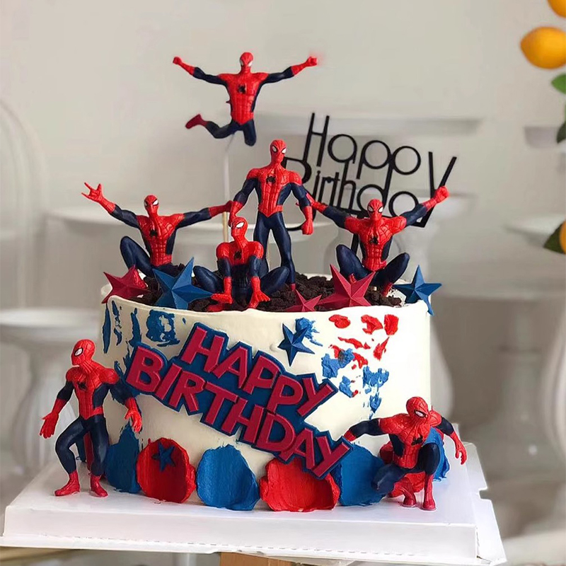 蜘蛛侠蛋糕装饰超人英雄男孩