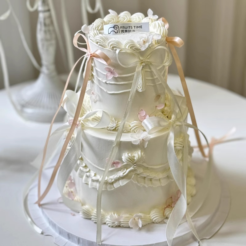 网红芭蕾风ins蛋糕装饰蝴蝶结丝带女神仙女生日简约甜品装扮插件