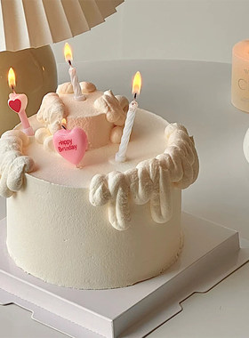 简约款粉色爱心蜡烛烘焙蛋糕装饰少女女生生日甜品台插件生日蜡烛