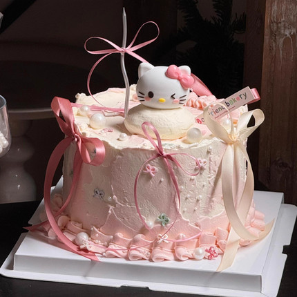 网红圣诞节kt猫芭蕾风蛋糕装饰摆件hellokitty甜品装扮烘焙插件