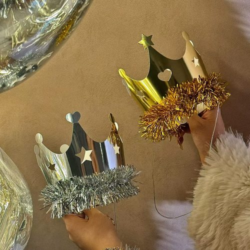 抱抱酱同款金色银色流苏皇冠生日帽儿童成人甜品派对蛋糕装饰帽子