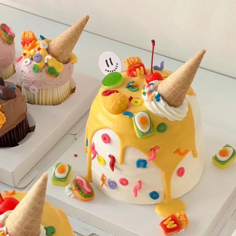 汉堡软糖蛋糕装饰ins可爱韩式软糖薯条造型qq糖儿童生日派对烘焙