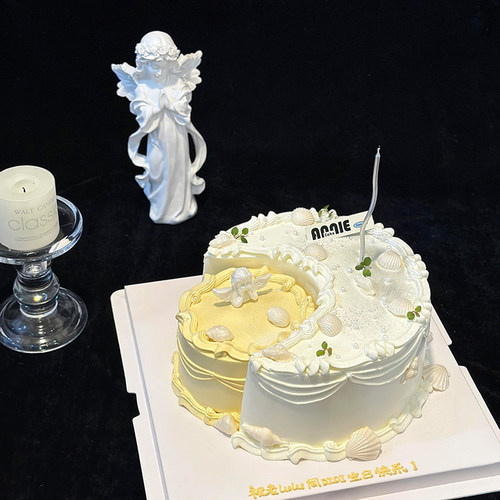 网红小天使蛋糕装饰插件银色蜡烛仙女女神生日甜品烘焙贝壳摆件