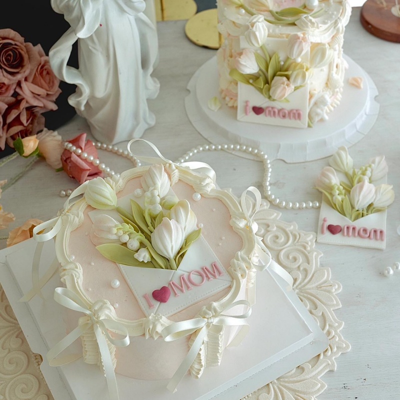 2025母亲节蛋糕装饰摆件妈妈软胶郁金香插牌甜品烘焙装扮插件配件