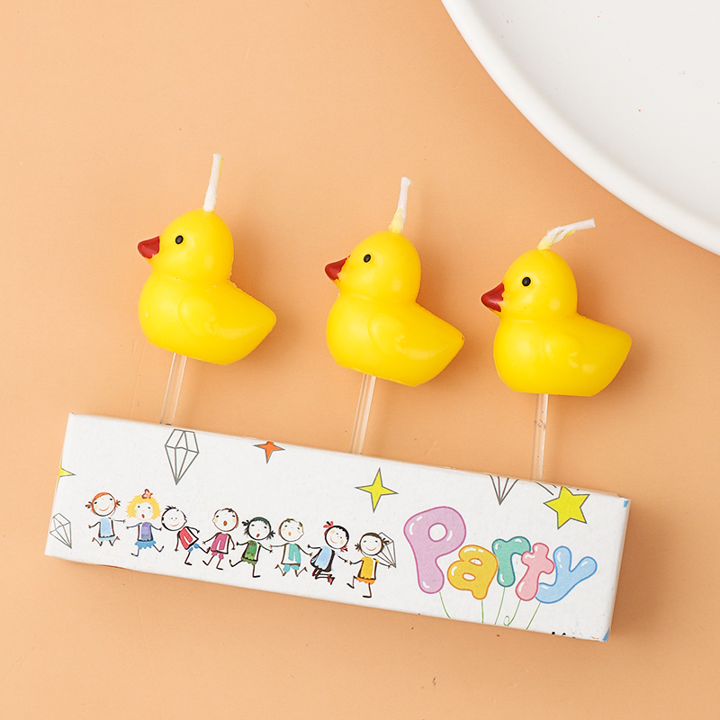 韩国ins可爱卡通黄色小鸭子蜡烛生日蛋糕装饰小黄鸭蜡烛烘焙插件