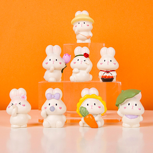 兔宝宝蛋糕装 饰摆件可爱兔子满月百天周岁生日甜品台烘焙插件配件