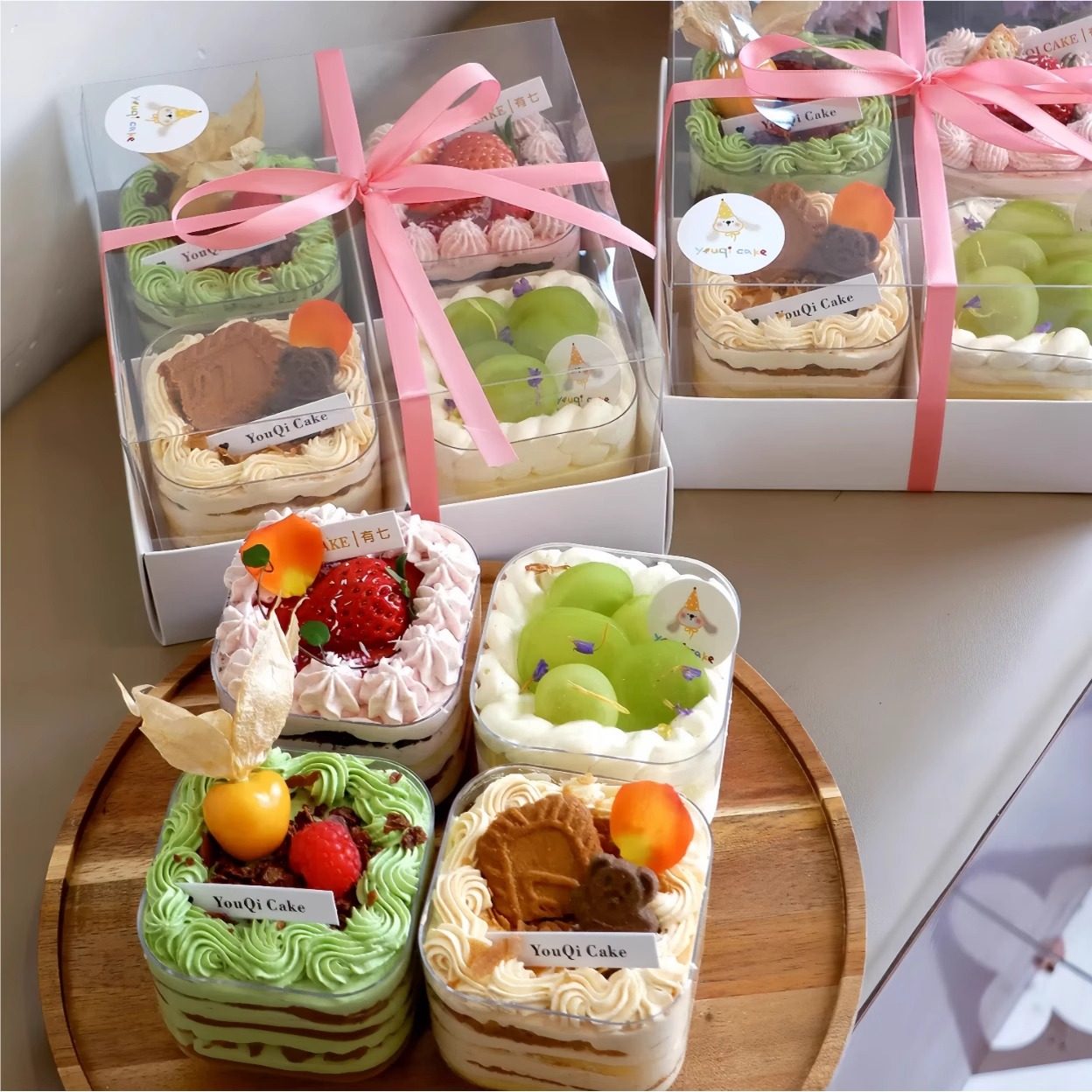 四宫格甜品盒秋游甜品打包盒蛋糕装饰品插牌伴手礼透明手提袋包装,节庆用品/礼品,节日装扮用品,淘宝优惠券,粉丝福利购,淘宝优惠卷