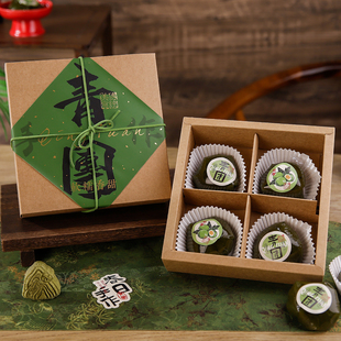 青团包装盒6粒4粒清明果打包盒贴纸中式糕点烘焙四六宫格手提礼盒