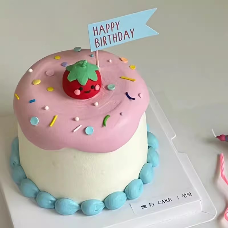 可爱表情笑脸西红柿蛋糕装饰摆件卡通水果女生番茄甜品烘焙插件