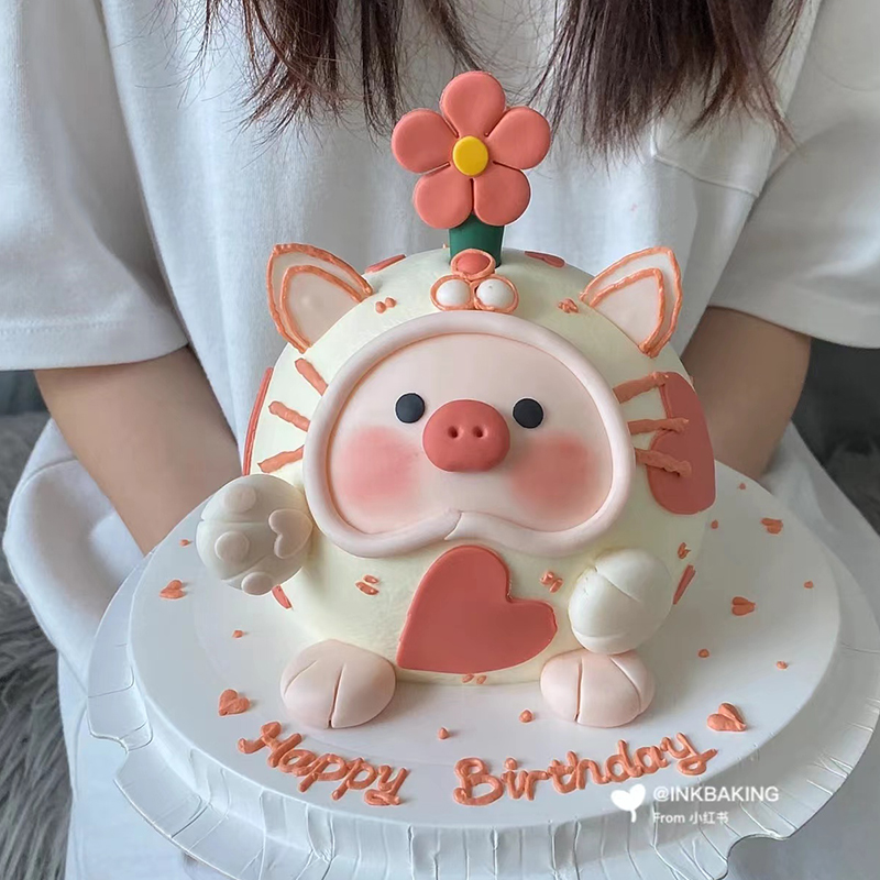 网红可爱猪猪蛋糕装饰摆件
