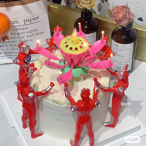 网红复古莲花灯男孩生日蛋糕装饰