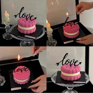 饰品love亚克力情侣告白烘焙甜品台装 520情人节蛋糕装 扮插件配件