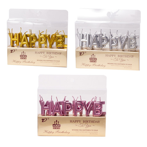 新品圆边字母happy烘焙生日蜡烛