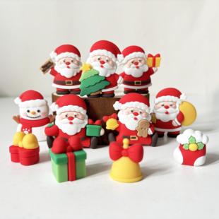 圣诞节蛋糕装 扮 饰摆件圣诞背包老人雪人软胶圣诞树节日礼物烘焙装