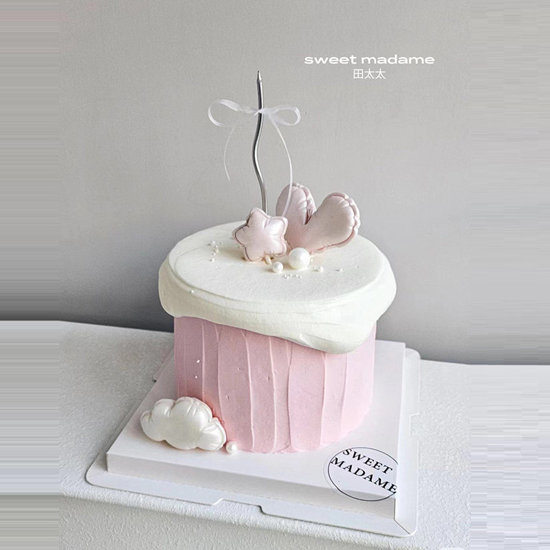 网红氛围感小仙女生日蛋糕装饰摆件气球数字星星月亮硅胶模具