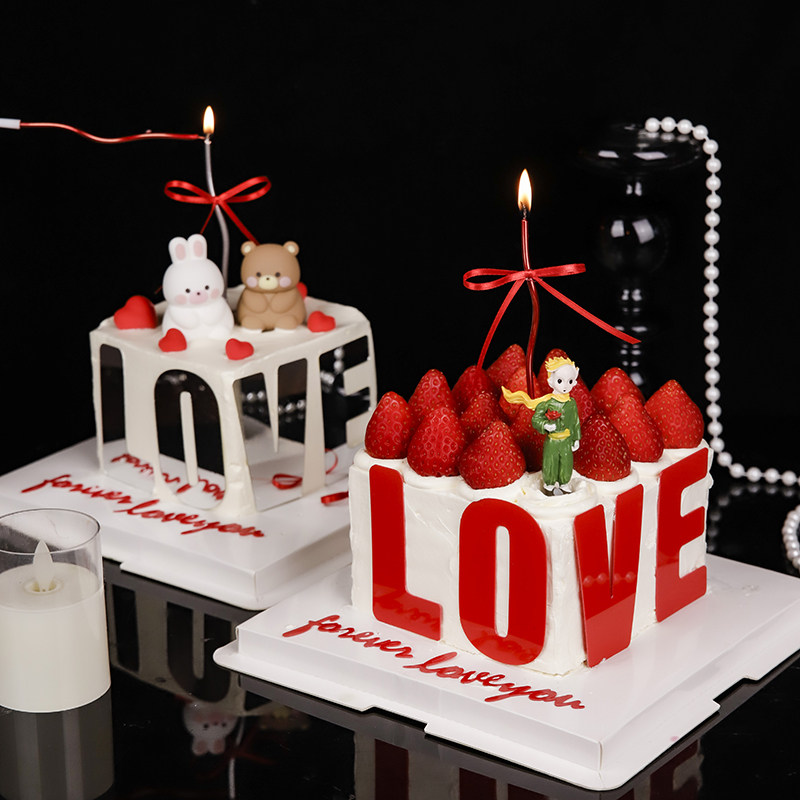 网红情人节银色亚克力LOVE蛋糕装饰玫瑰小王子熊兔红烘焙装扮摆件,节庆用品/礼品,节日装扮用品,淘宝优惠券,粉丝福利购,淘宝优惠卷