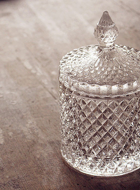 美式复古水晶玻璃罐cookie jar 储物罐收纳罐