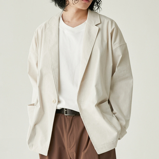 领果实扣夹克外套无性别休闲 米白色条纹西装 WATEREVER 22SS春季