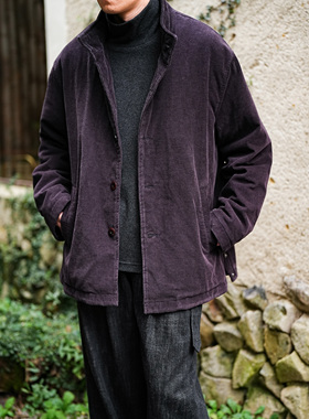 WATEREVER「紫葡萄」肌理亚麻棉灯芯绒羊毛内胆棉服秋冬保暖外套