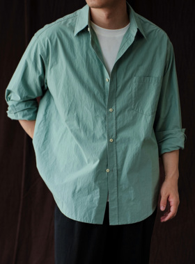 WATEREVER | 「竹月」青玉蓝绿色高密晒布衬衫高级感亲肤长袖衬衫