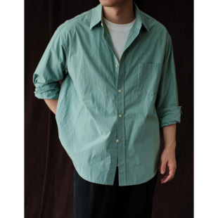 WATEREVER | 「竹月」青玉蓝绿色高密晒布衬衫高级感亲肤长袖衬衫