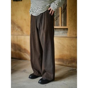 WATEREVER「砂」棕黑色色织棉麻直筒长裤 水洗高级感宽松休闲西裤