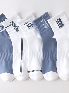 白色袜子男中筒春夏季薄款男士短袜运动棉袜防臭吸汗长袜ins潮流