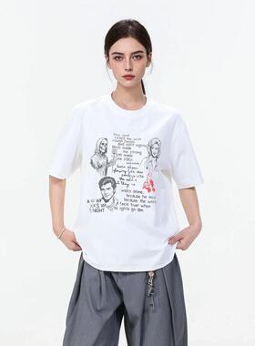 夏季美式重磅索罗娜凉感短袖「Death&Rose」人像T恤宽松百搭男女