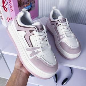 小白鞋女2023新款粉色休闲鞋厚底鞋小个子ins百搭板鞋设计感小众
