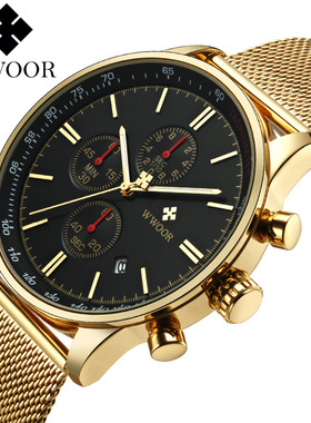 wwoor8862三眼六针多功能男士运动手表网带石英手表厂家直销