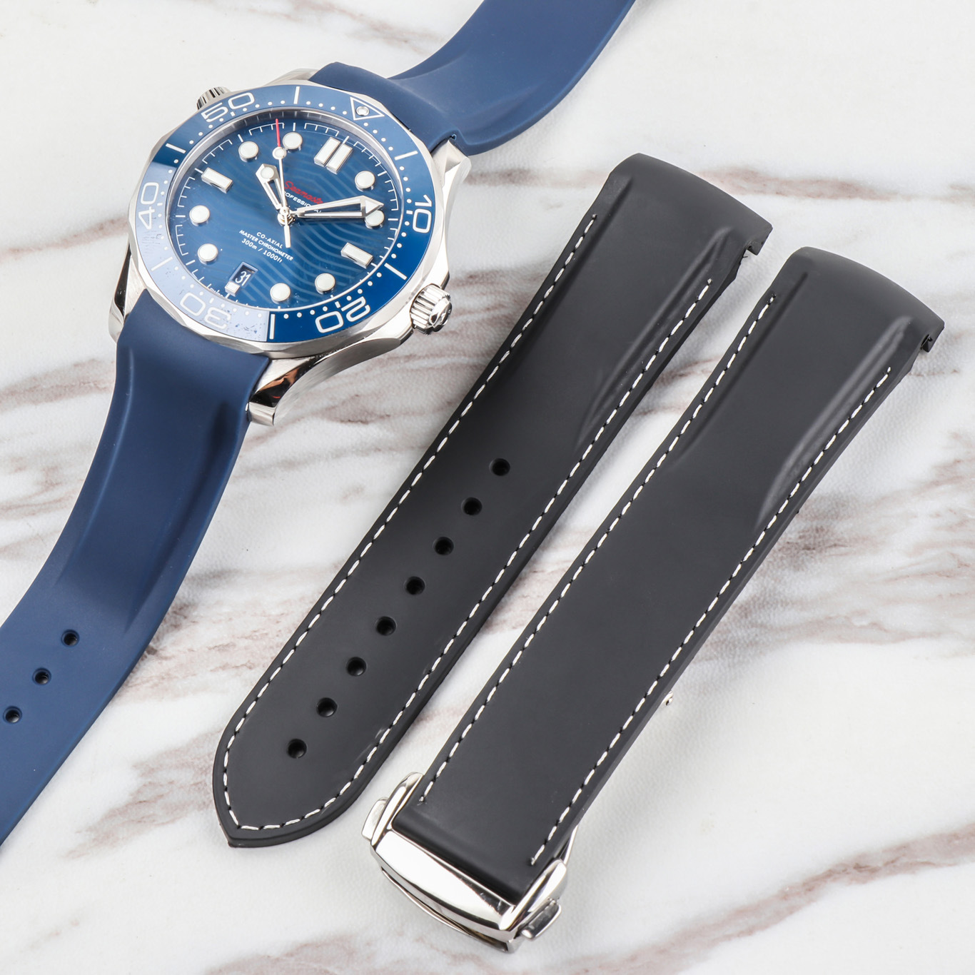 原装硅胶橡胶手表带适欧米咪茄新海马300海洋宇宙600超霸21 22mm