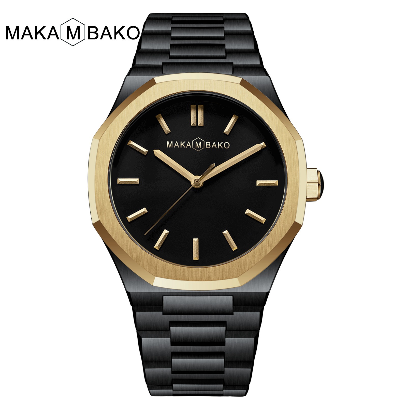 跨境速卖通日本机芯男士手表运动防水石英手表八边形钢带手表