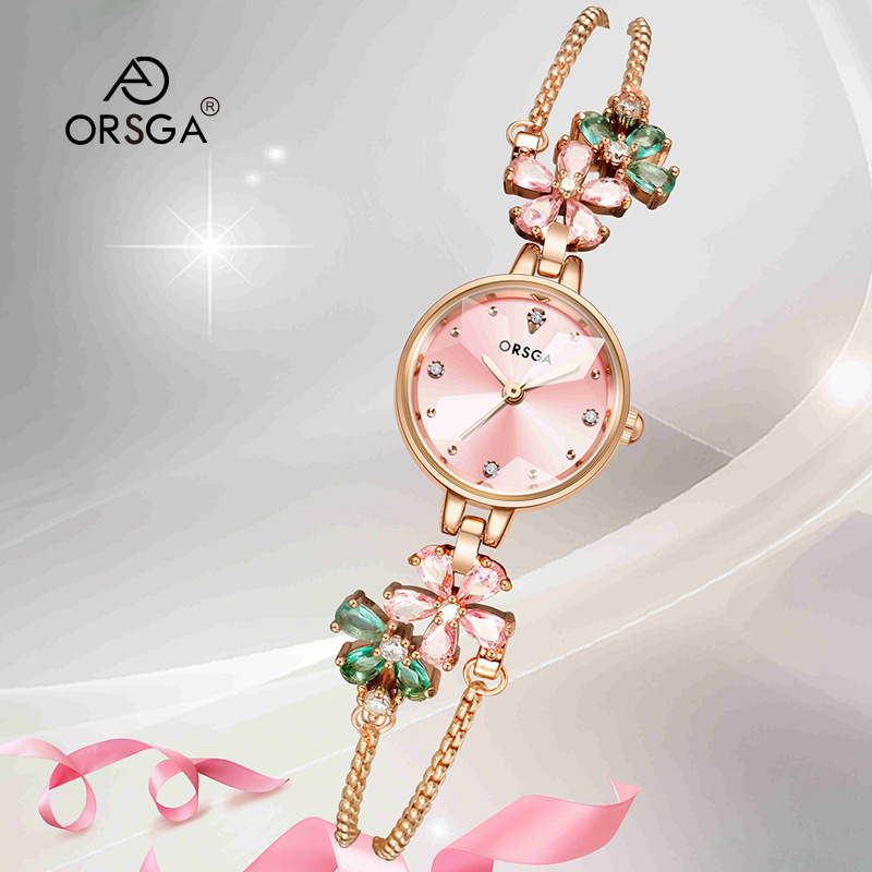 ORSGA轻奢四叶草女表精美镶钻手链表厂家直播跨境防水石英腕表女