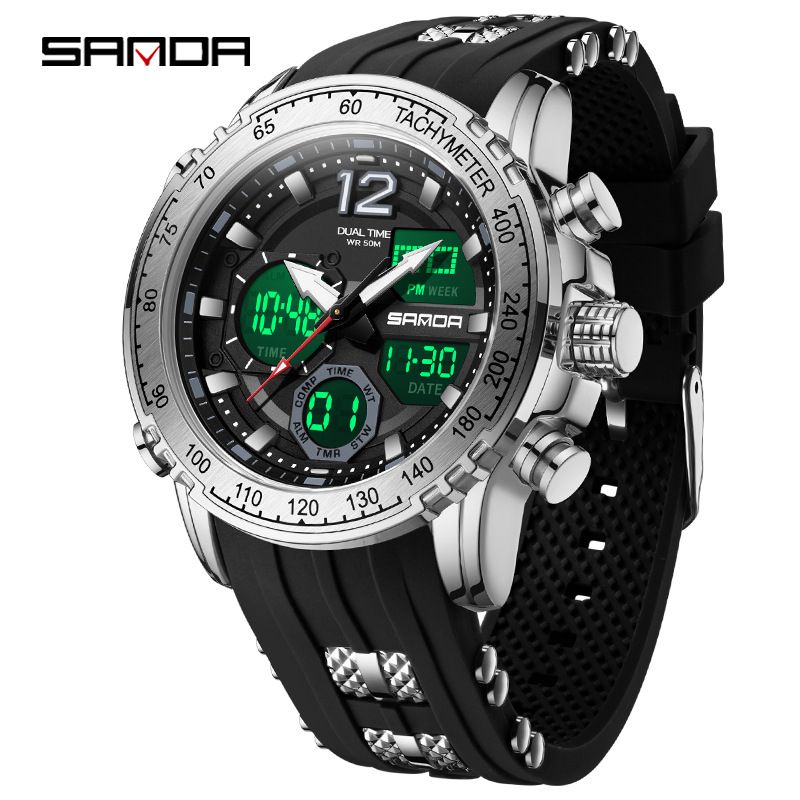 sanda品牌手表跨境爆款时尚多功能电子手表男士防水运动手表