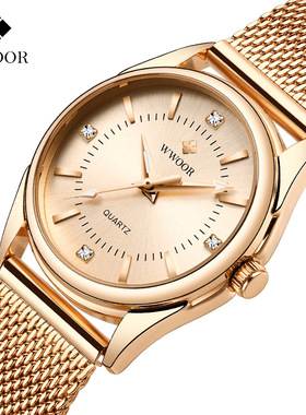 跨境爆款wwoor品牌女士网带石英手表防水学生表厂家直销手表