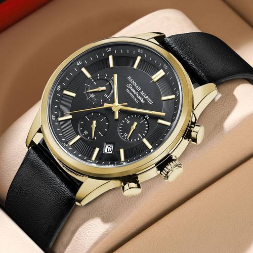 多功能日历六针石英夜光手表 学生休闲复古皮带表 watch for men