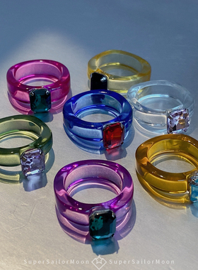 镶钻指环亚克力韩风彩色