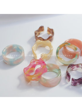 波浪开口戒指树脂梦幻