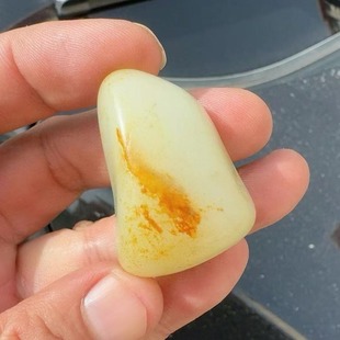 正宗新疆和田玉籽料红油皮高脂粉青羊脂玉原石玩料挂件过灯肉真皮