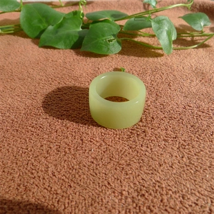 新疆和田玉老坑料黄口料扳指戒指内径20mm戒圈精品收藏级玉器