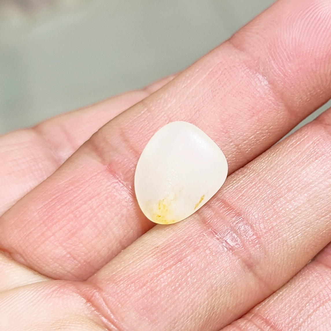 正在新疆和田玉籽料高脂肪撒金皮一级白白玉小原石戒面小手链料