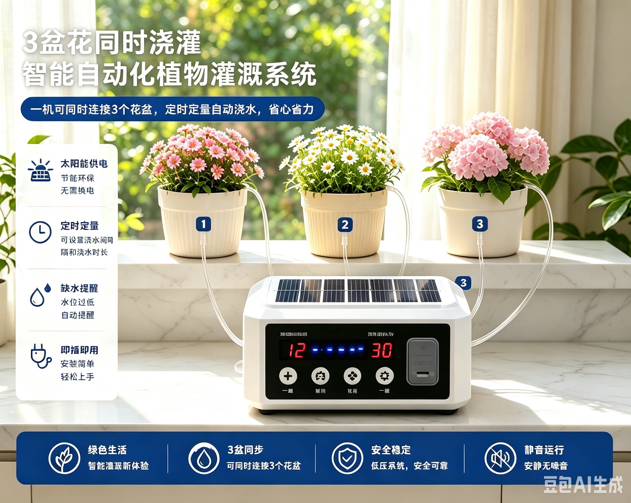 太阳能浇花器充电家用阳台自动懒人智能定时滴灌出差浇水神器
