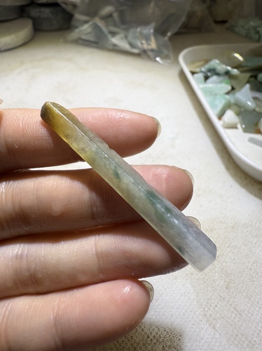 C1660冰飘花长条天然缅甸翡翠边角料保真保A假一罚三详情有尺寸