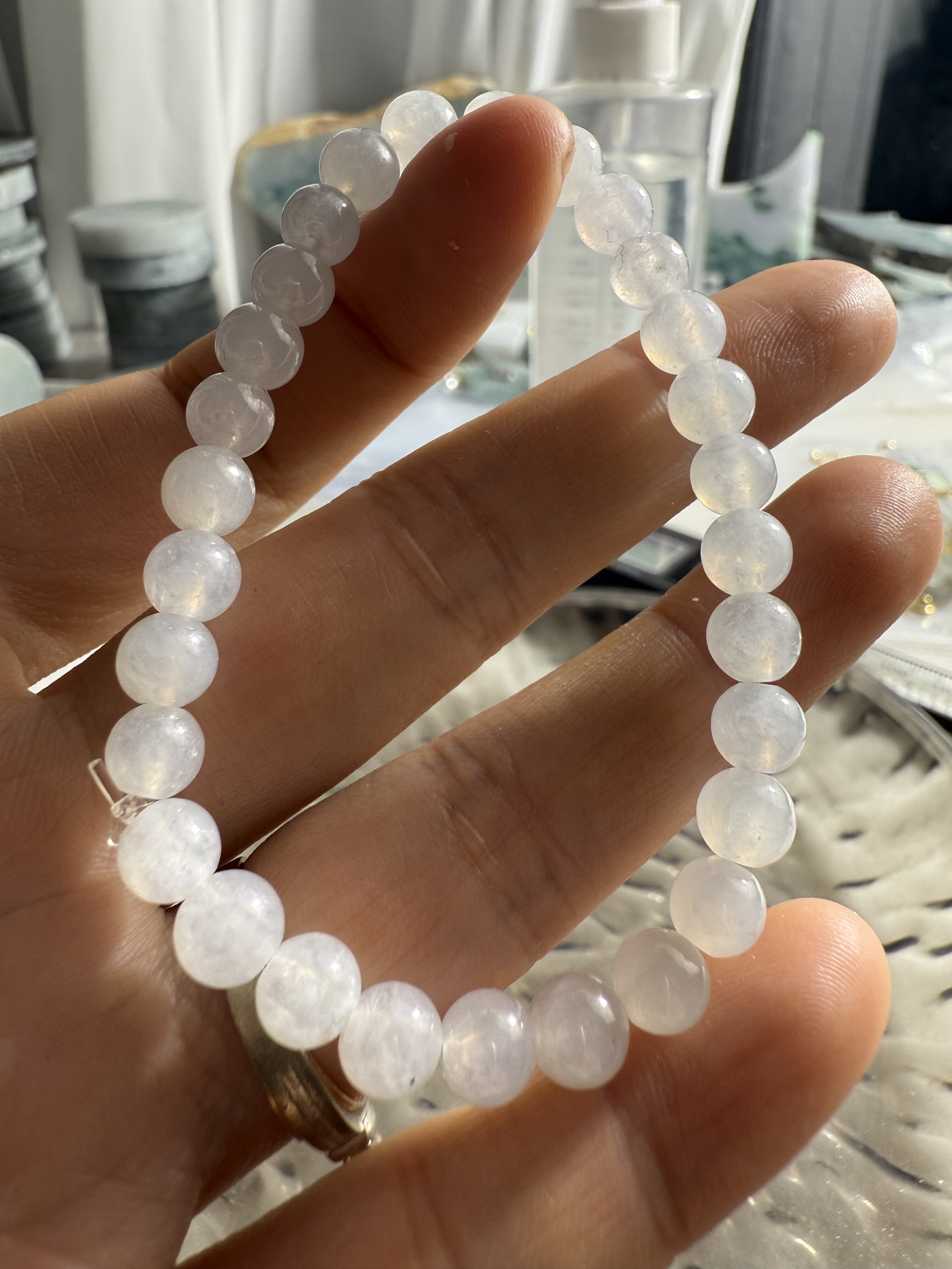 冰种白月光成品手串尺寸卡6mm天然缅甸翡翠A货保真保A假一罚三