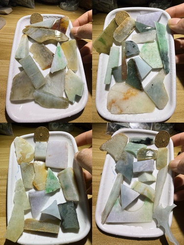 E516-519一图一盘天然缅甸翡翠边角料保真保A假一罚三详情有尺寸