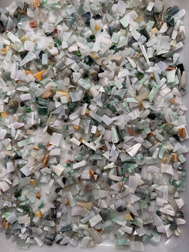 O294-306冰多彩一图一盘抛光天然缅甸翡翠保真保A假一罚三95%无纹