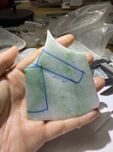 C165白底青带阳绿天然缅甸翡翠边角料保真保A假一罚三详情有尺寸